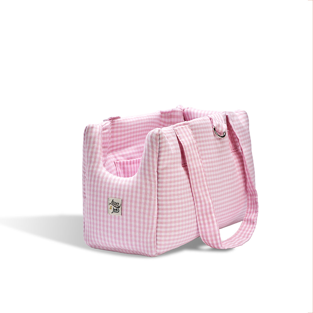 Pink gingham carrying bag