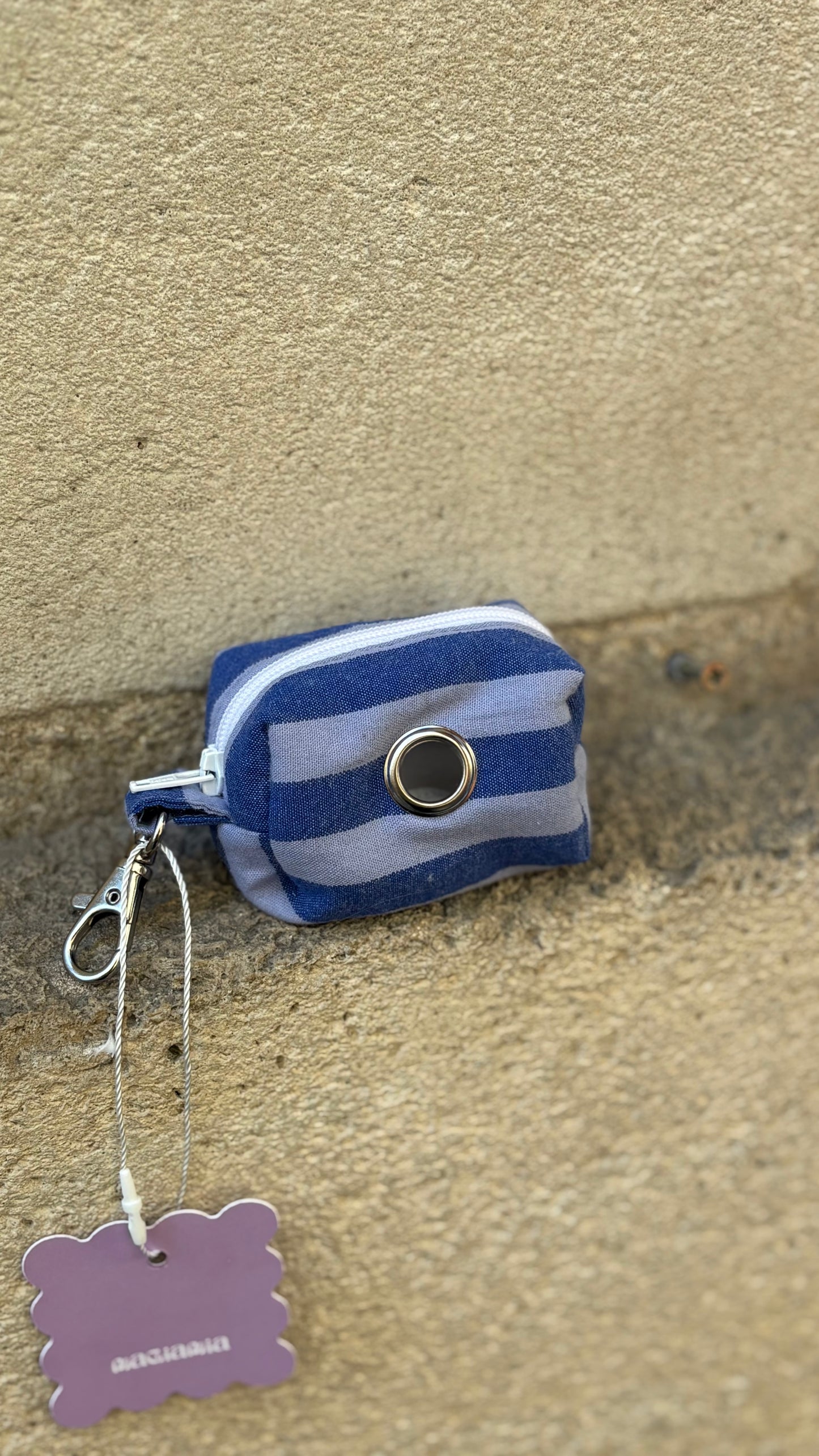 Blue gingham poop bag holder