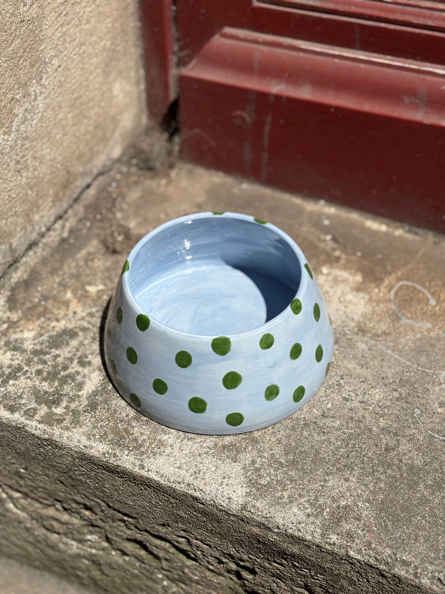 Gamelle cocker en céramique - Polka Bleu & Vert