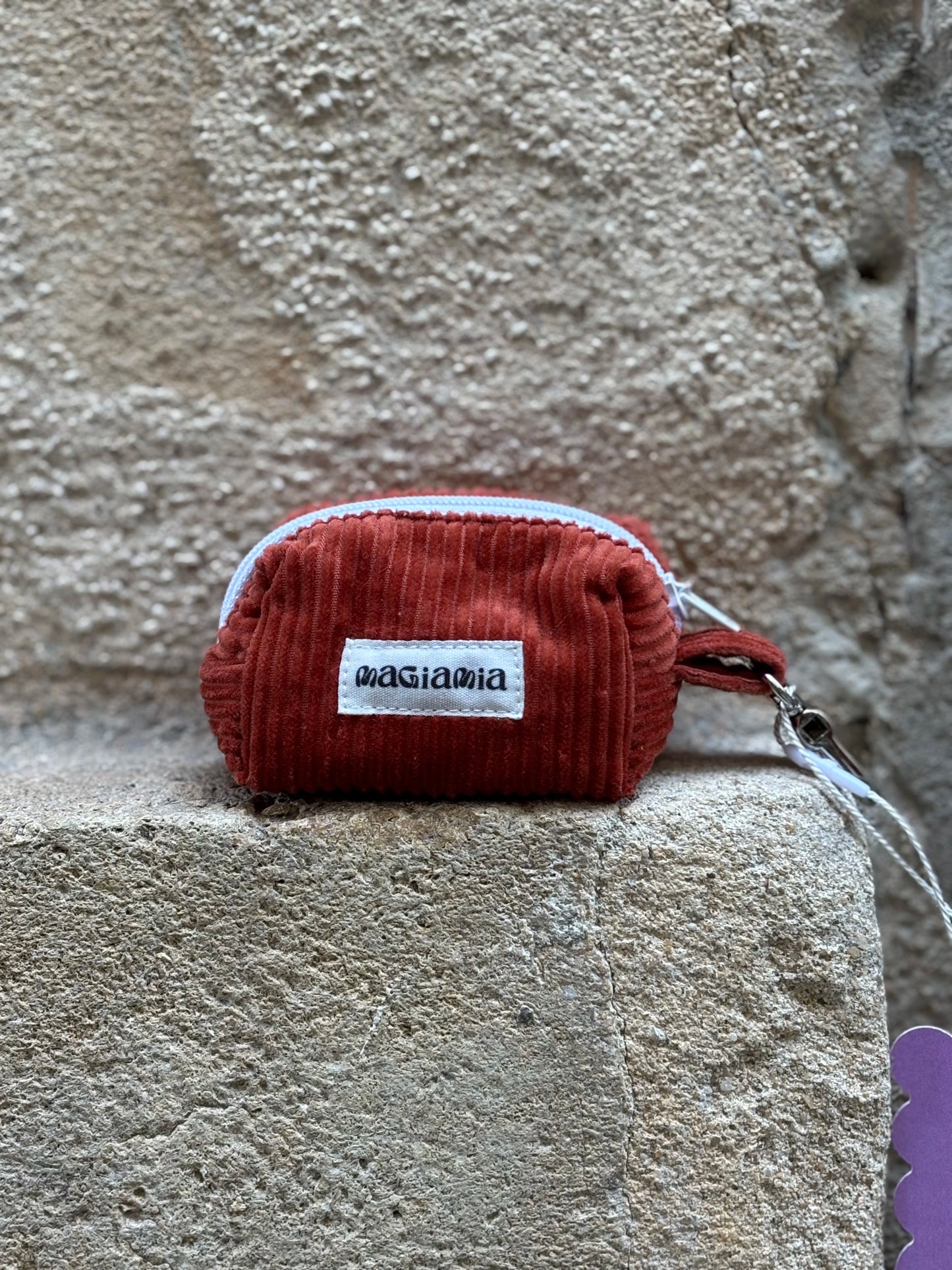 Porte-sacs à déjections velours clay