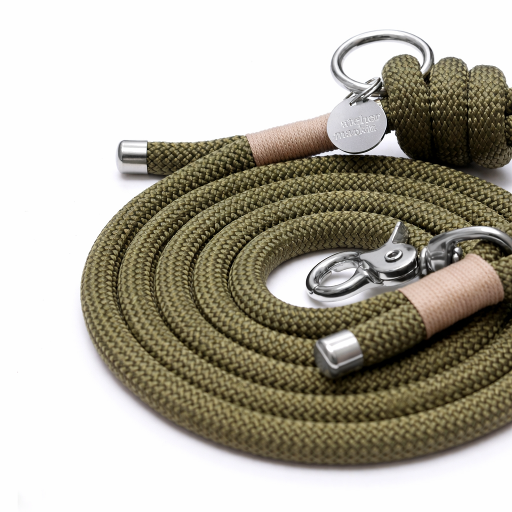 Laisse en corde Kaki