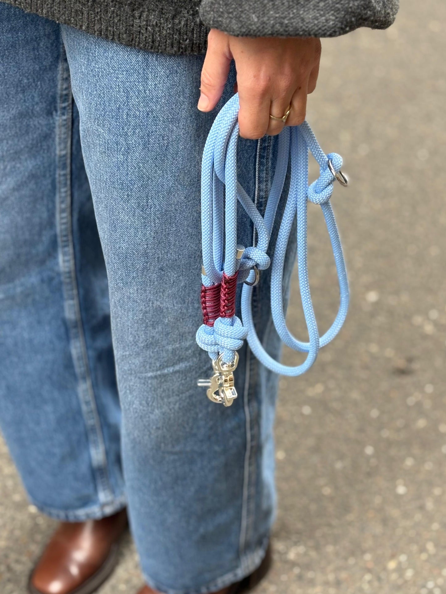 Blue multi-position thin leash