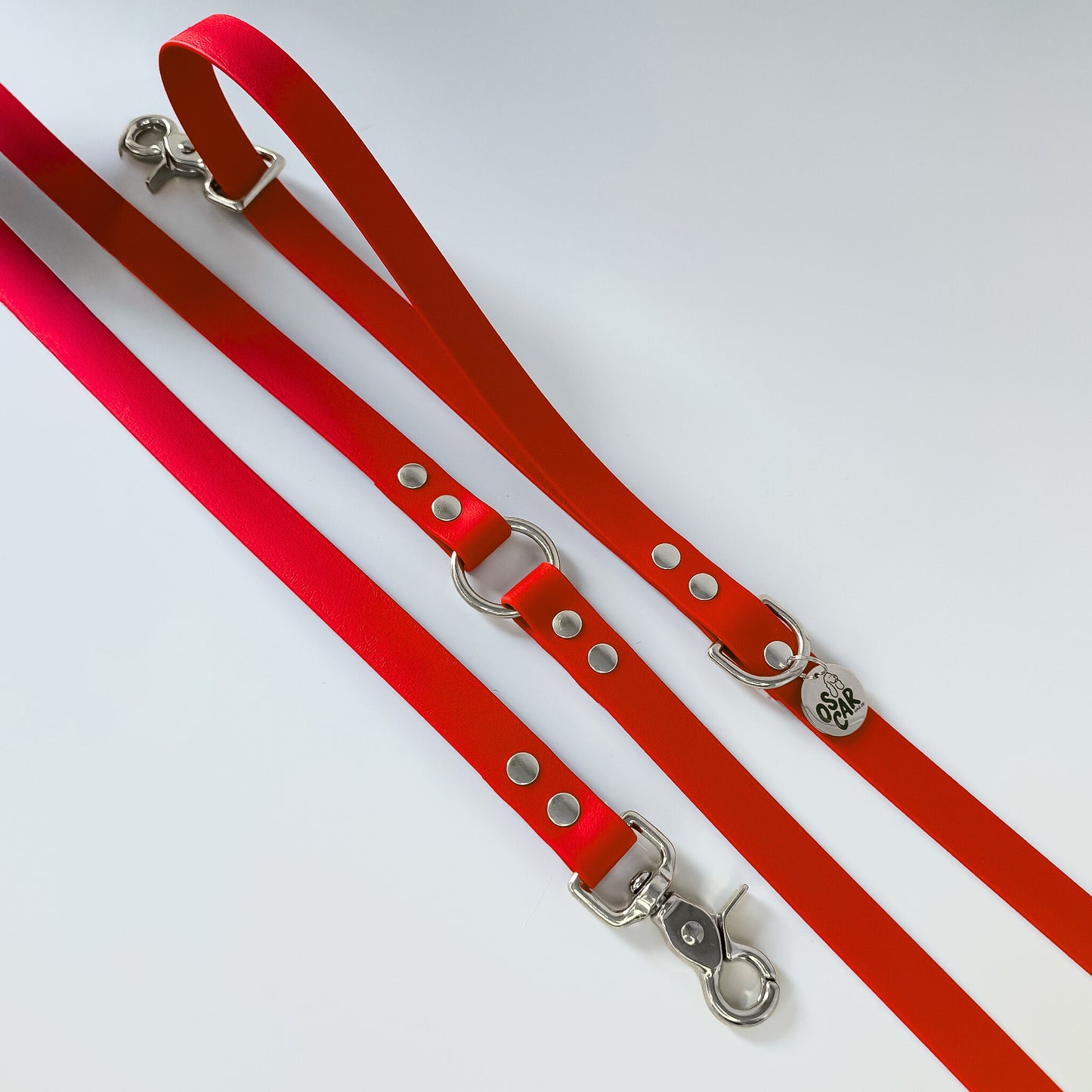 Laisse biothane multi positions Rouge