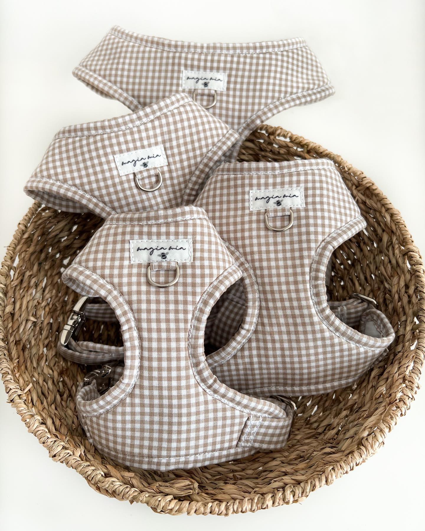 Harnais ajustable vichy beige