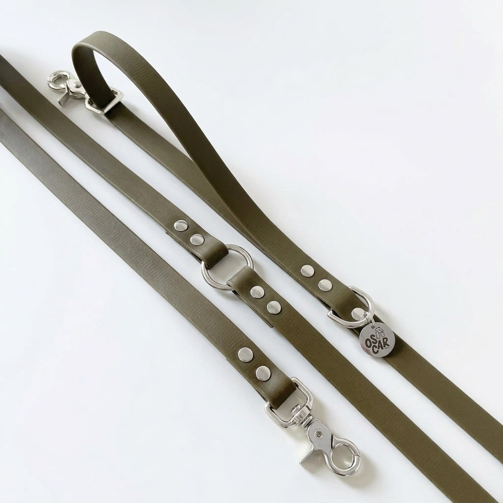 Biothane multi-position leash, khaki