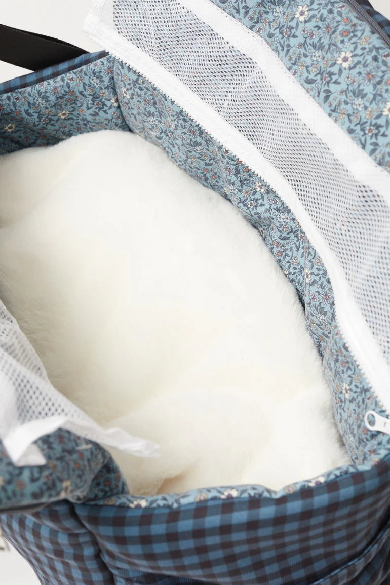 Blue gingham carrying bag