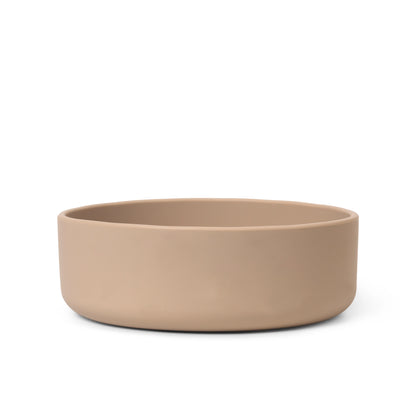 Beige dog bowl