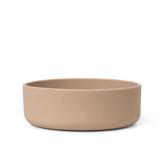 Beige dog bowl