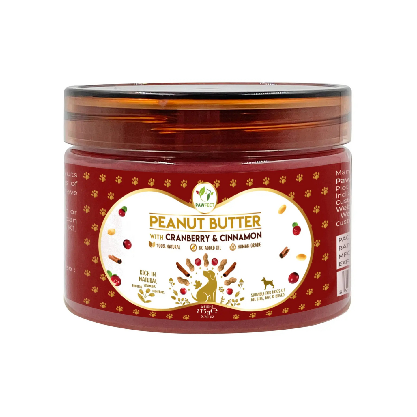 Beurre de cacahuète cranberry et cannelle 275g