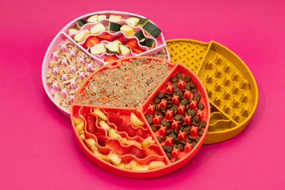 Coral Multi-Section Licking Mat