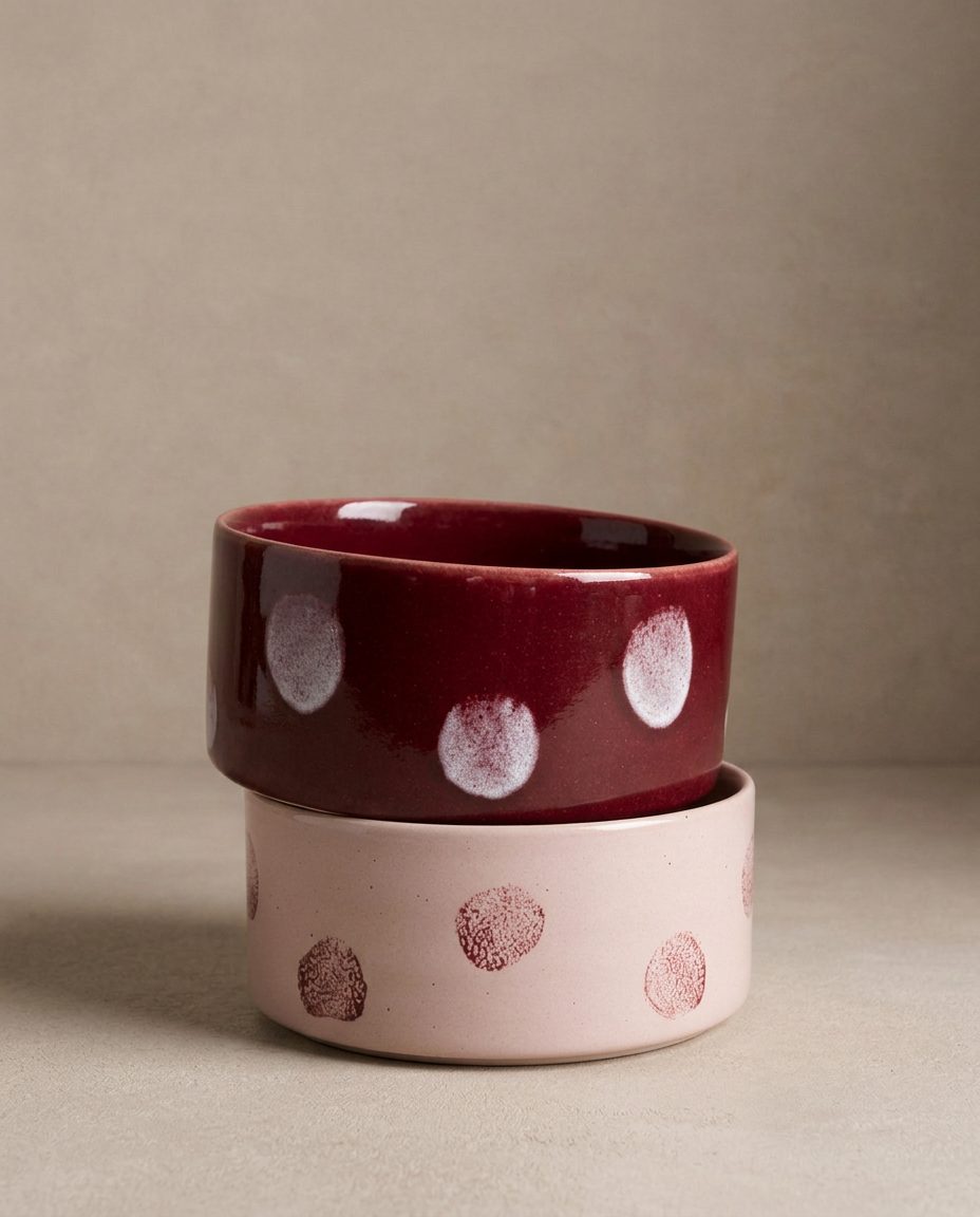 Gamelle en céramique à pois