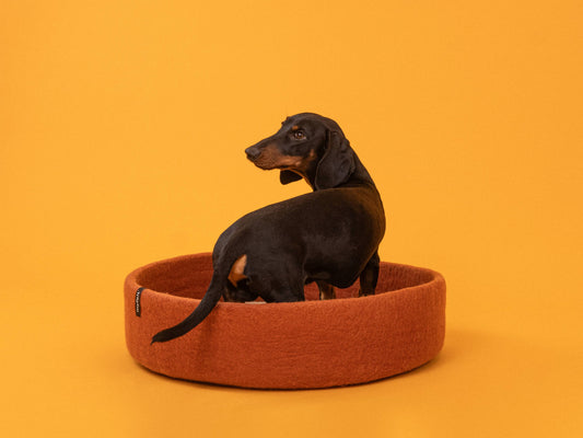 Panier en laine rouille