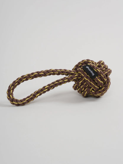 Jouet en corde marron et jaune