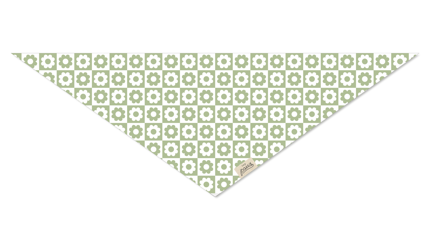 Bandana damier fleurs vert