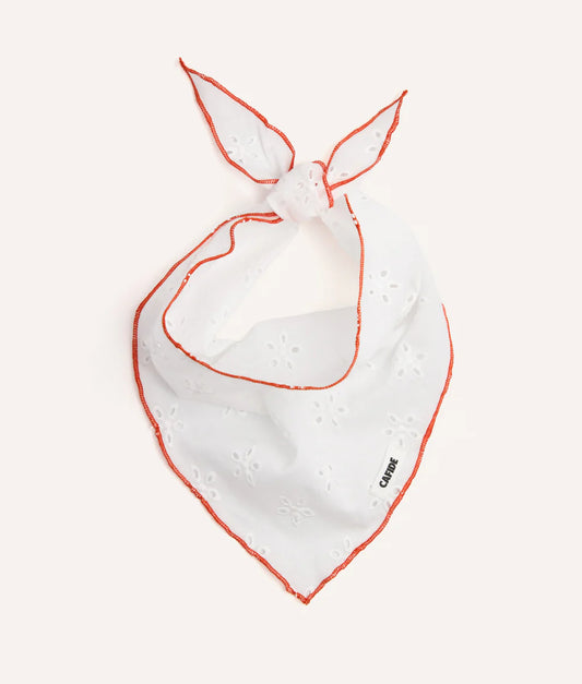 Bandana brodé blanc et rouge
