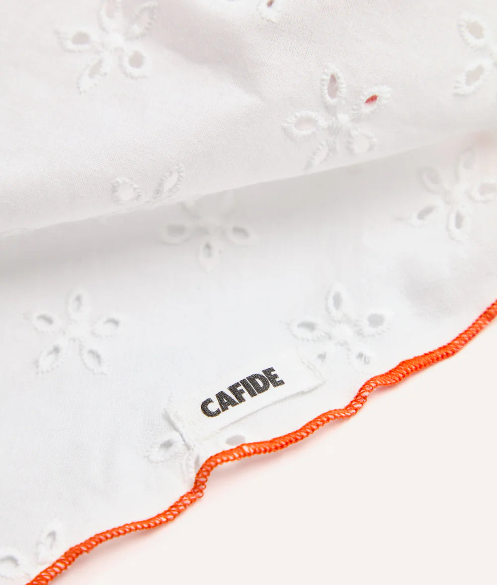 White and red embroidered bandana
