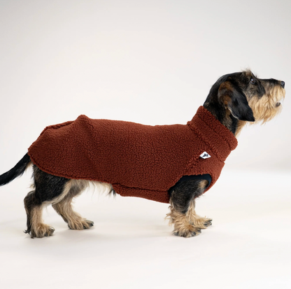 Pull polaire sherpa marron pour teckel