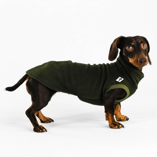 Khaki fleece sweater for dachshund