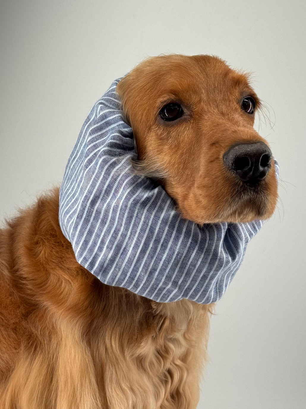 Snood bleu à rayures en lin