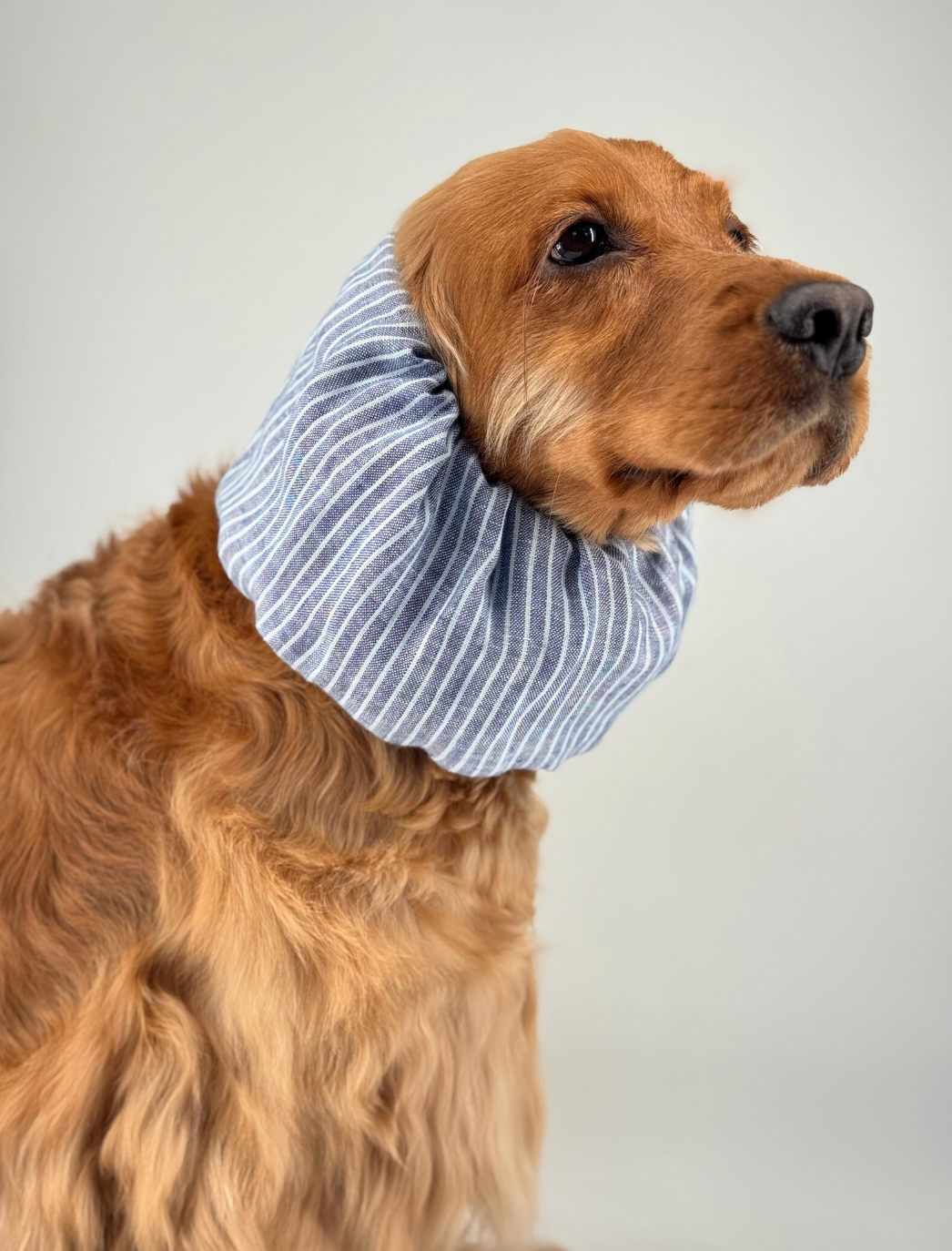 Snood bleu à rayures en lin