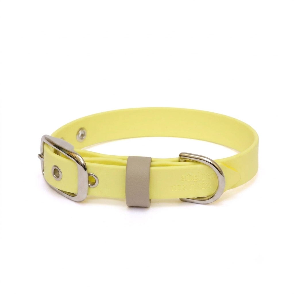 Collier en biothane - Jaune pastel