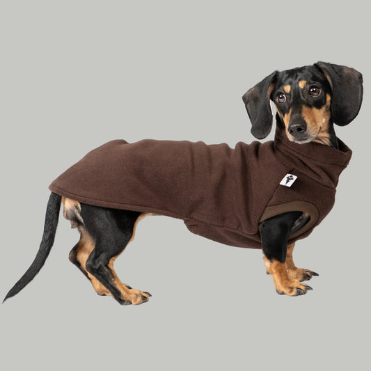 Pull polaire marron pour teckel