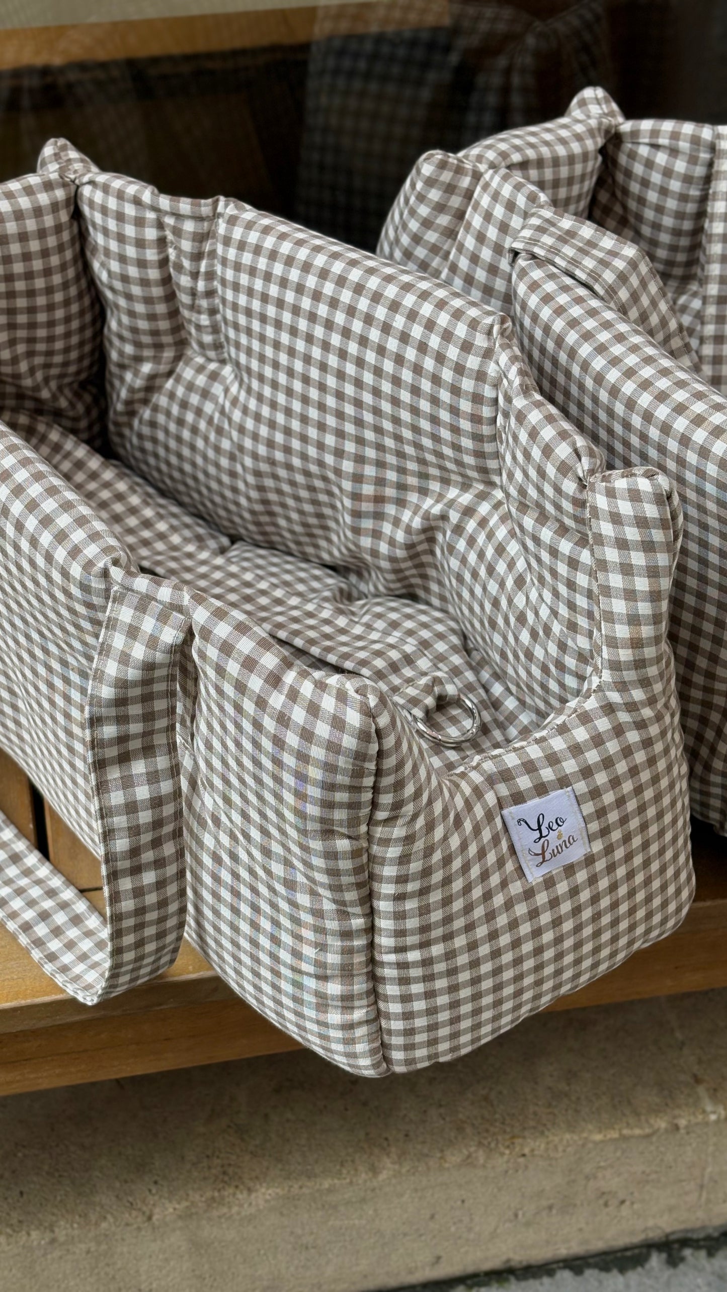 Sac de transport vichy beige