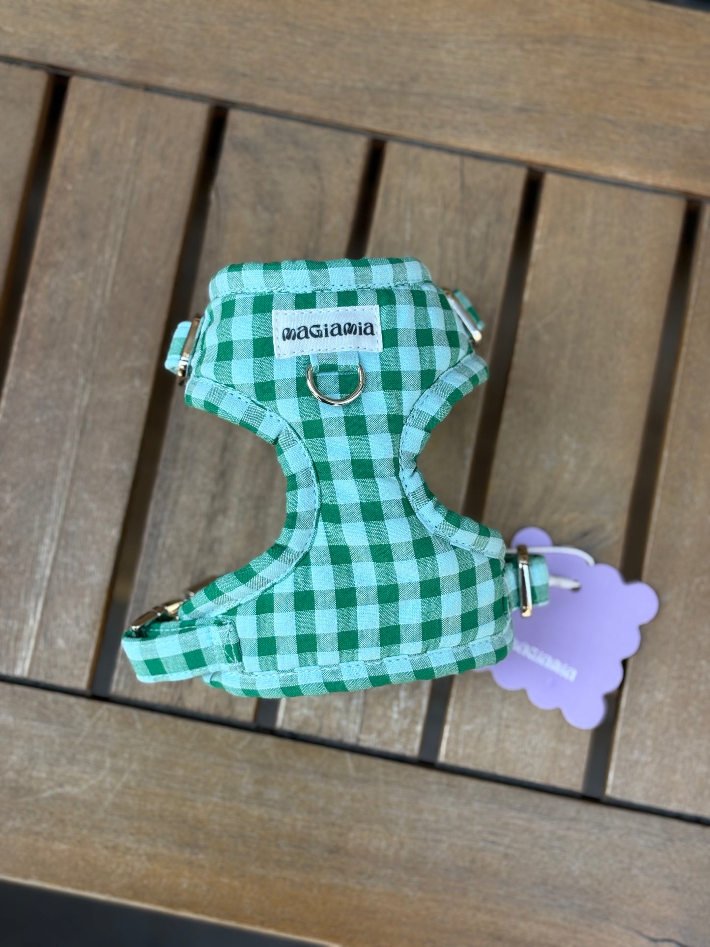 Harnais ajustable vichy vert