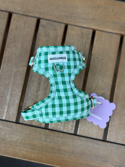 Harnais ajustable vichy vert