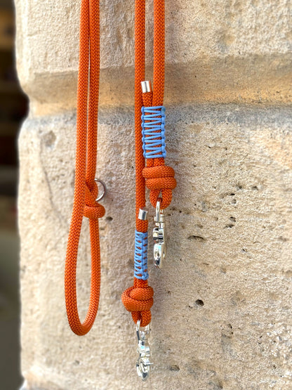 Laisse fine multi-position orange