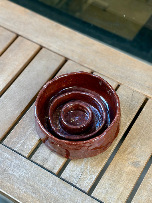Petit bol anti-glouton en céramique - marron