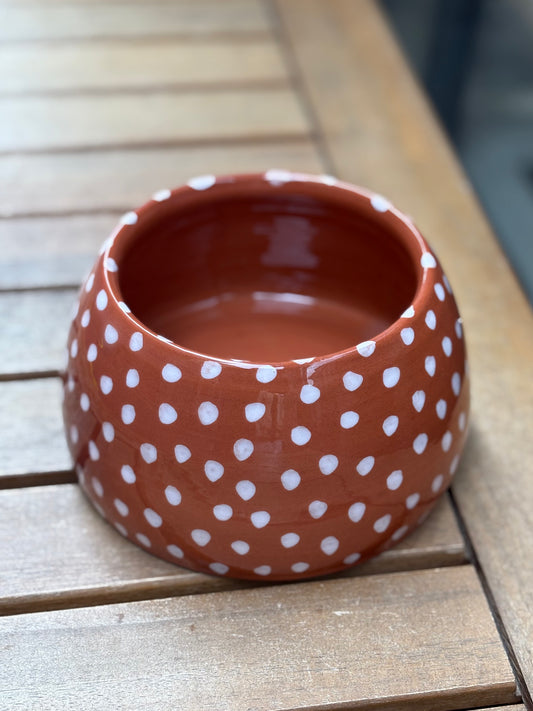 Gamelle cocker en céramique - Terre rouge à pois