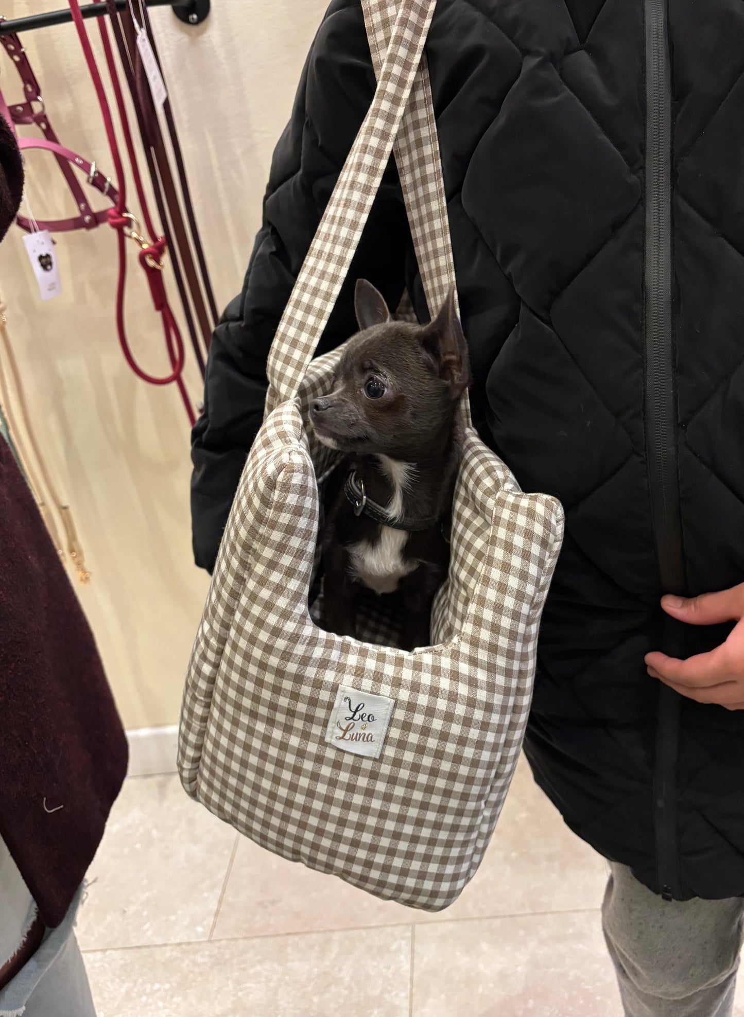 Sac de transport vichy beige