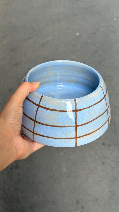Gamelle cocker en céramique - Bleu et marron