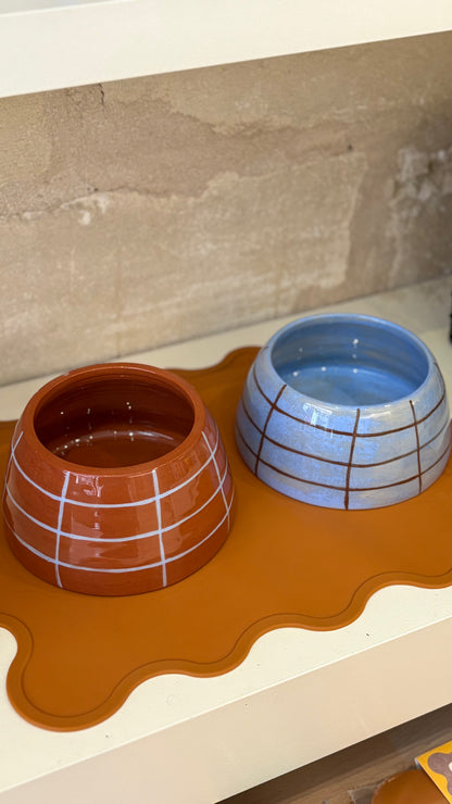 Gamelle cocker en céramique - Bleu et marron