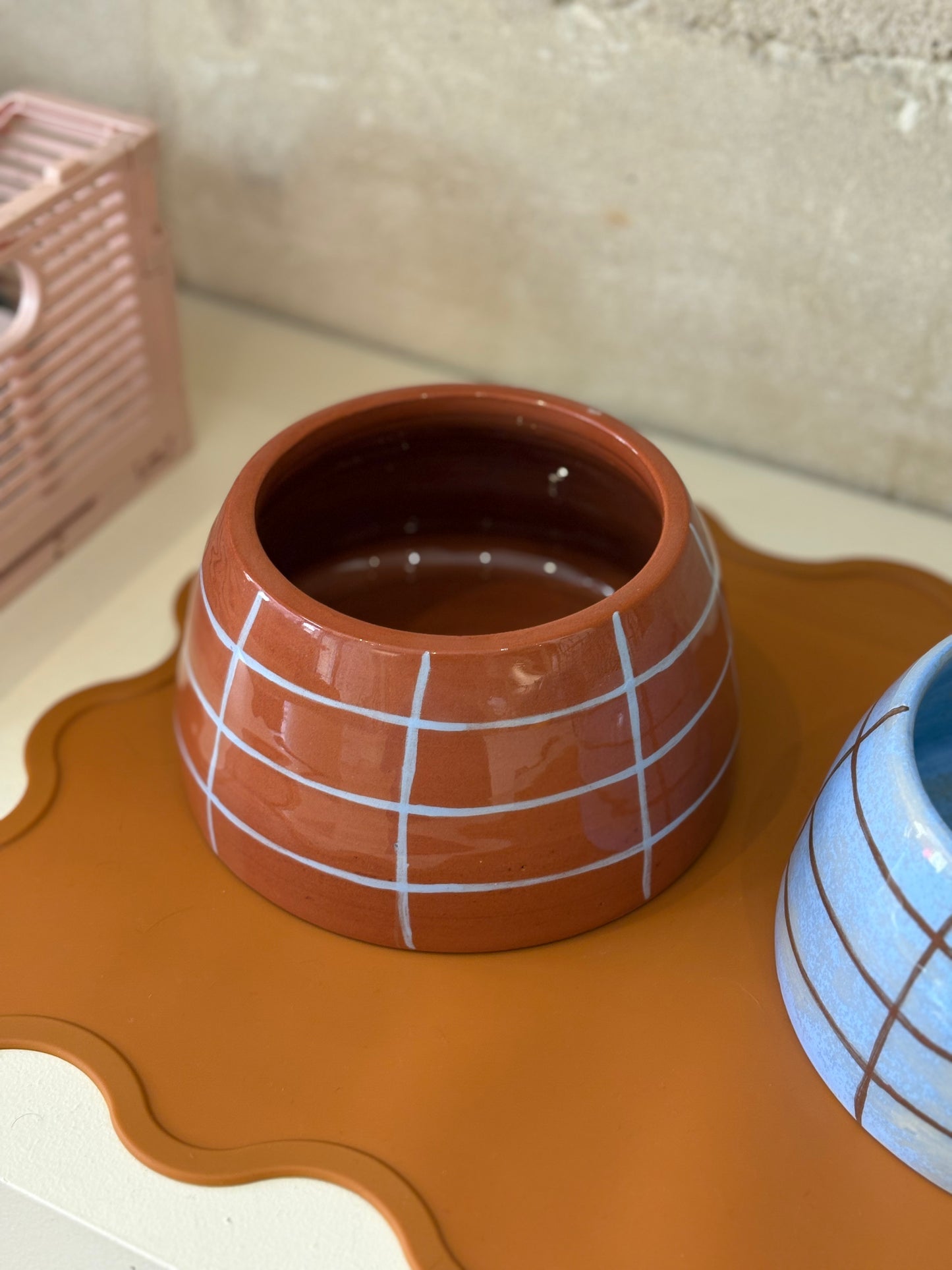 Gamelle cocker en céramique - Marron et bleu