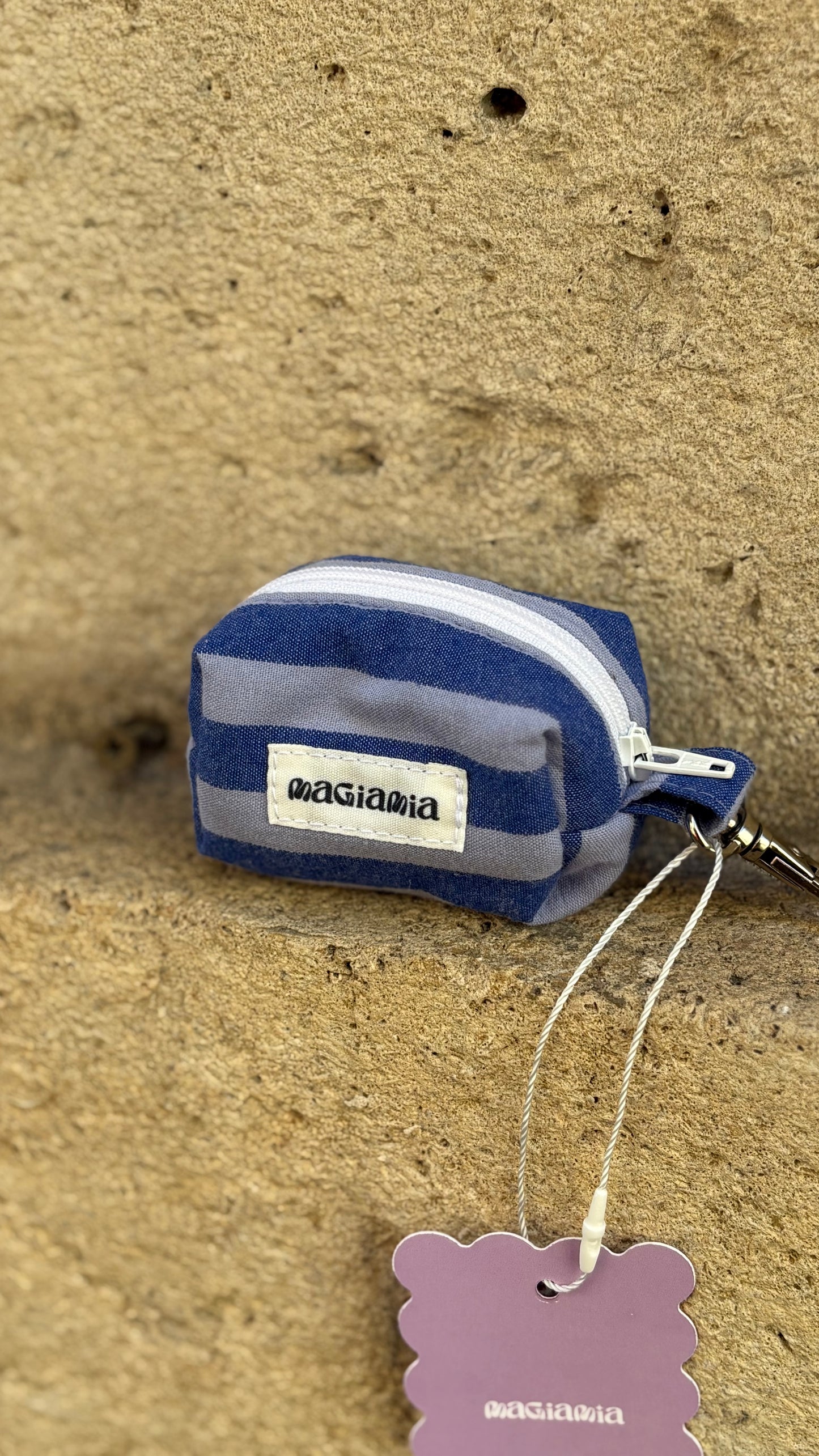 Blue gingham poop bag holder
