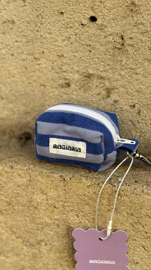 Porte-sacs à déjections rayures bleu