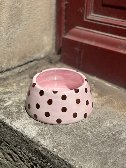 Gamelle cocker en céramique - Polka Rose