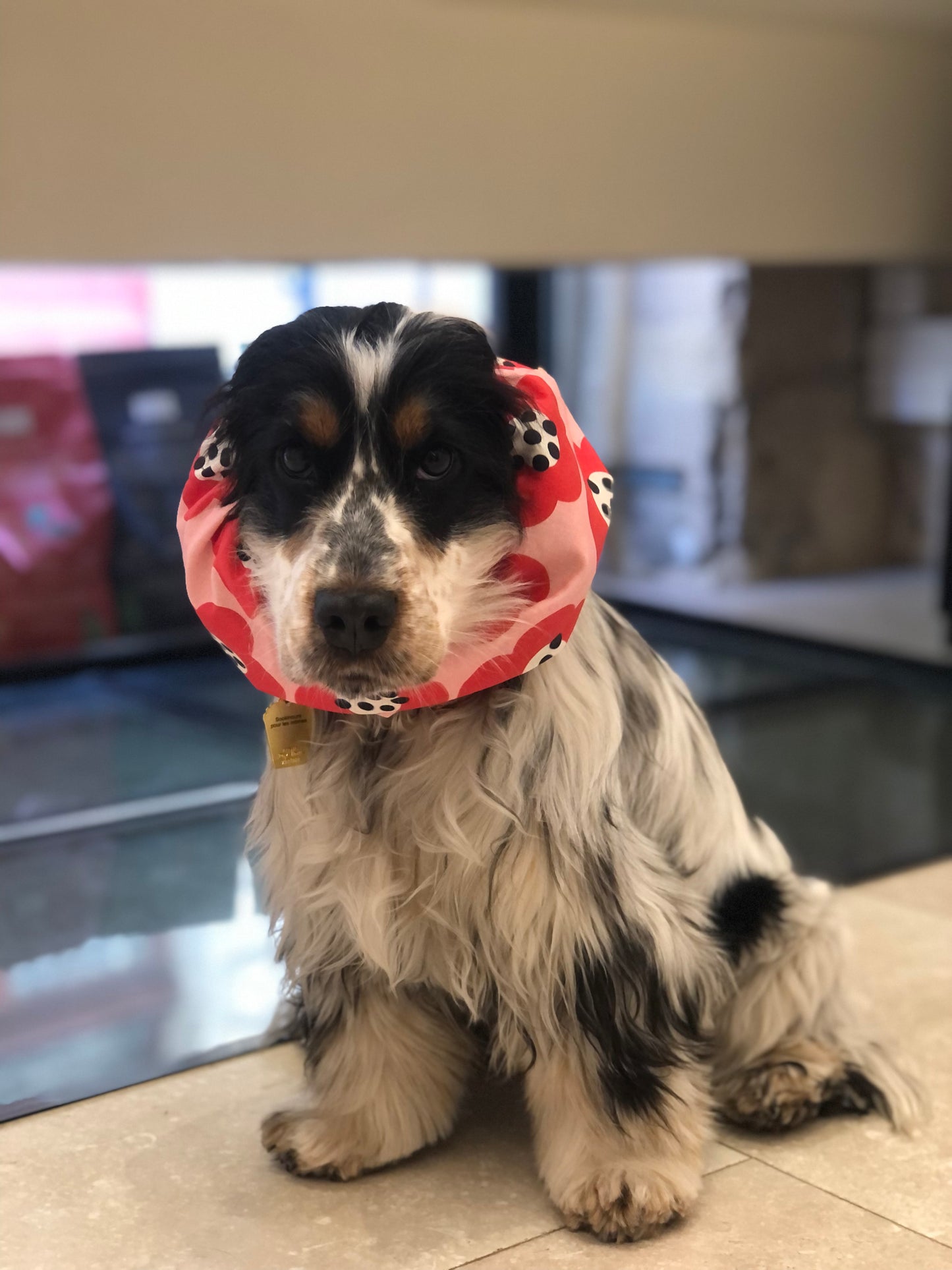 Red floral snood