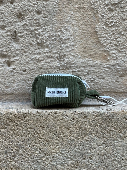 Porte-sacs à déjections velours vert