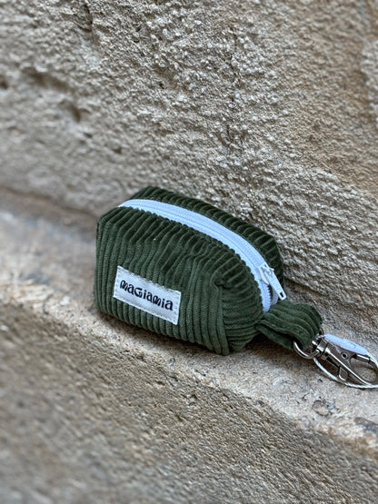 Porte-sacs à déjections velours vert