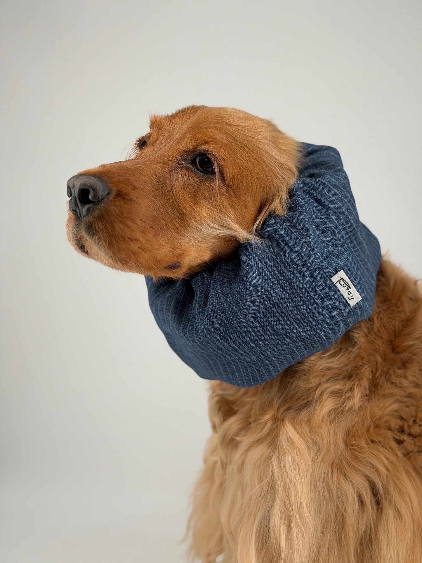 Snood denim à rayures en lin