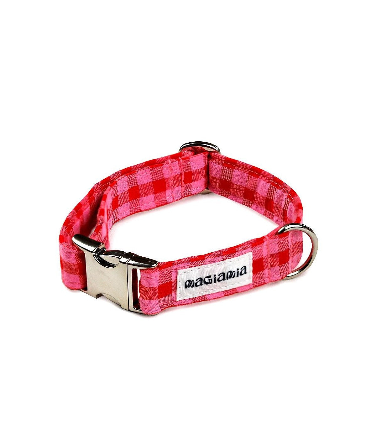 Collier vichy rose et rouge
