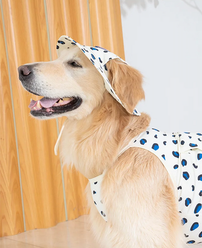 White and blue leopard bob