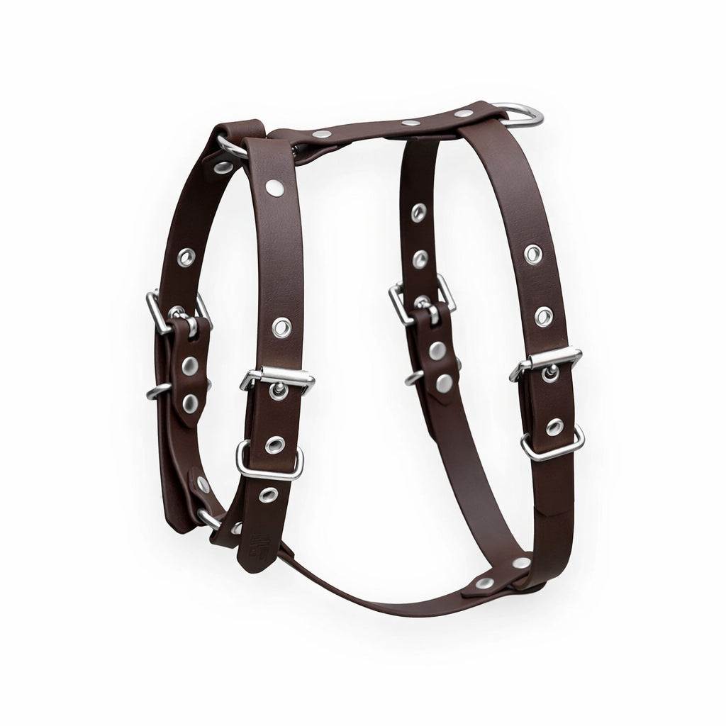 Harnais biothane Chocolat (acier)