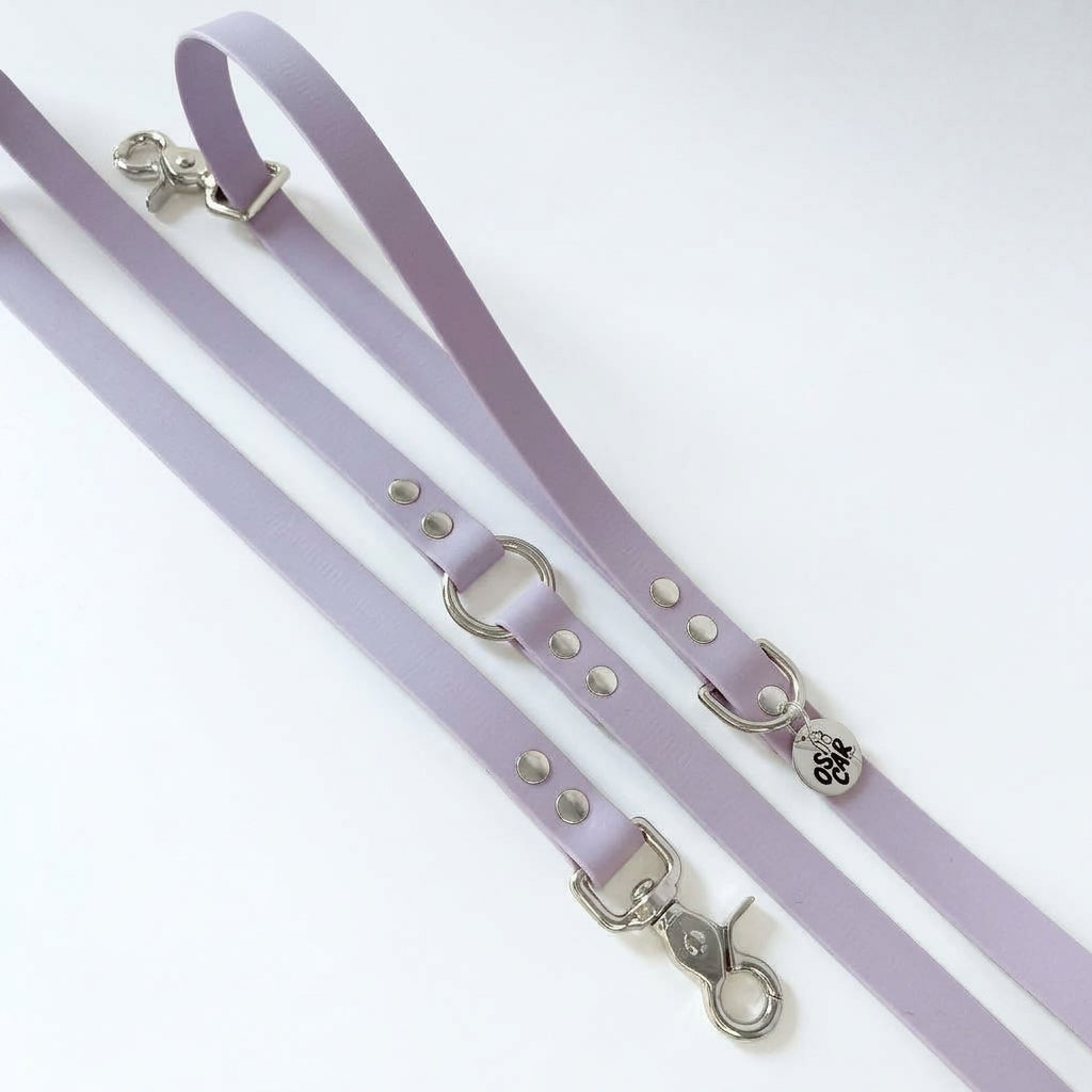 Laisse biothane multi positions Lilas