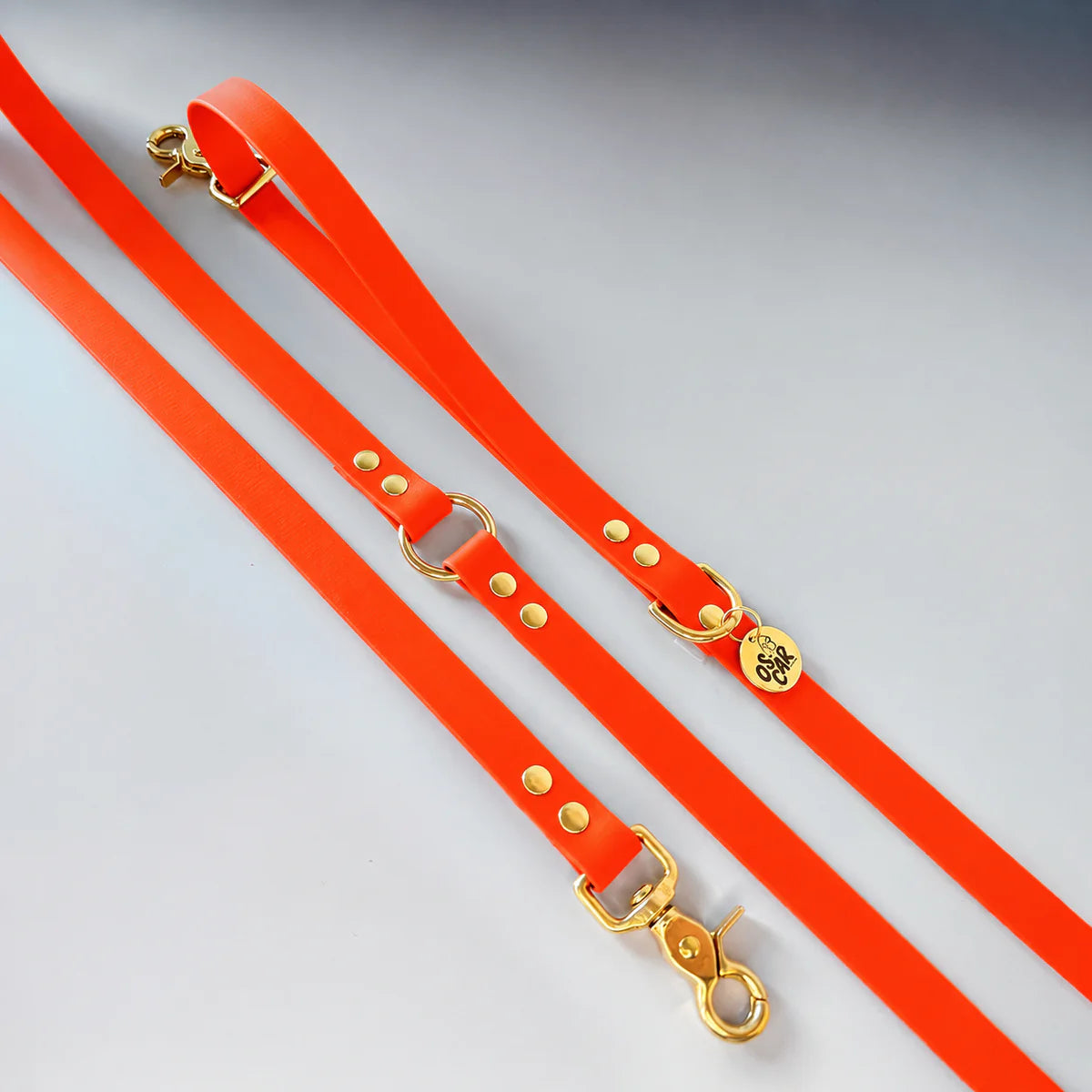 Laisse biothane multi positions Orange néon