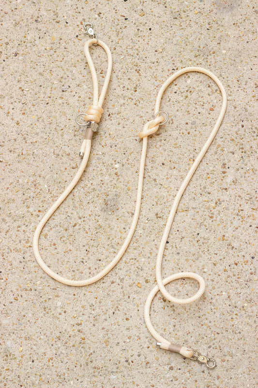 Laisse mains-libres en corde Cream