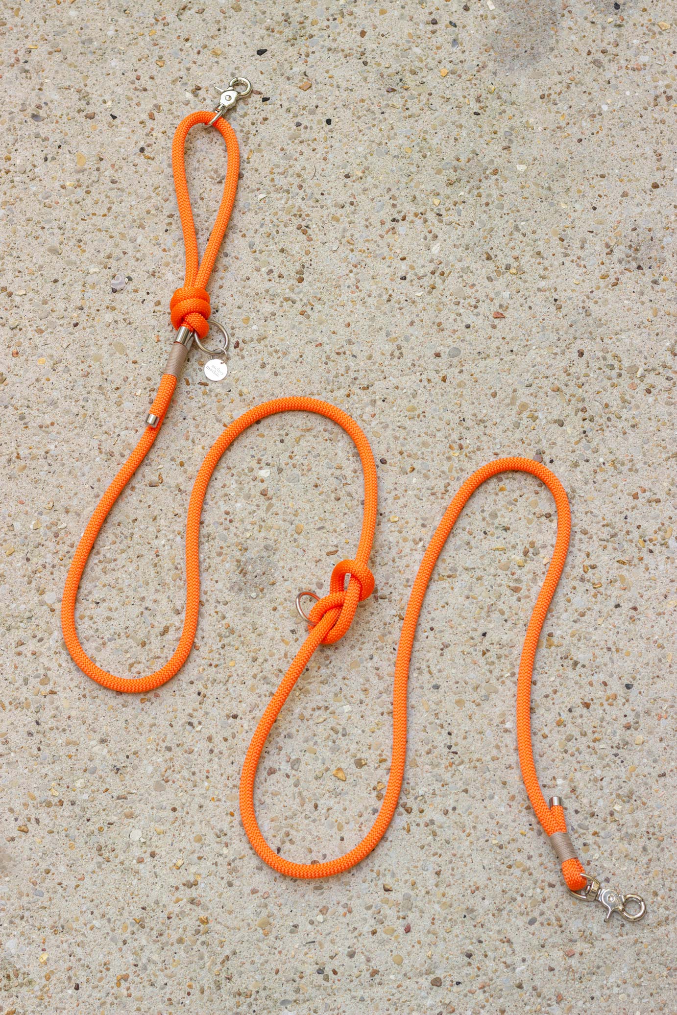 Laisse mains-libres en corde Orange néon